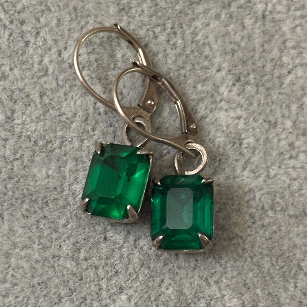 Green Gem Sterling Silver Earrings